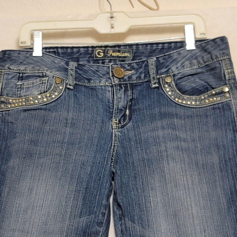 G by Guess Premium Women's Jeans Size 31 Naomi Boot Cut Embroidered Beads - Picture 2 of 16